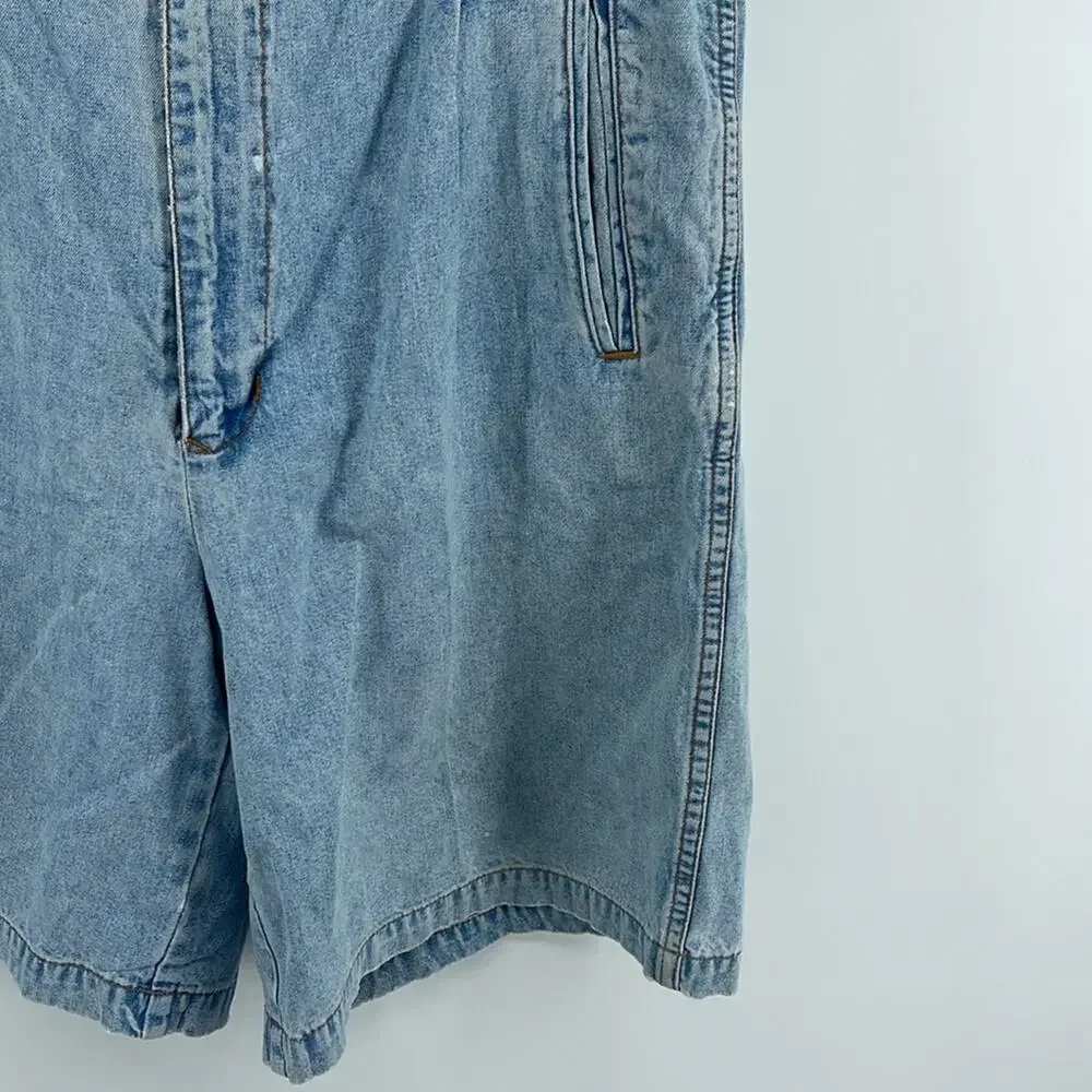 Vintage Jordache hi rise wide leg long inseam denim jean mom shorts sz 16